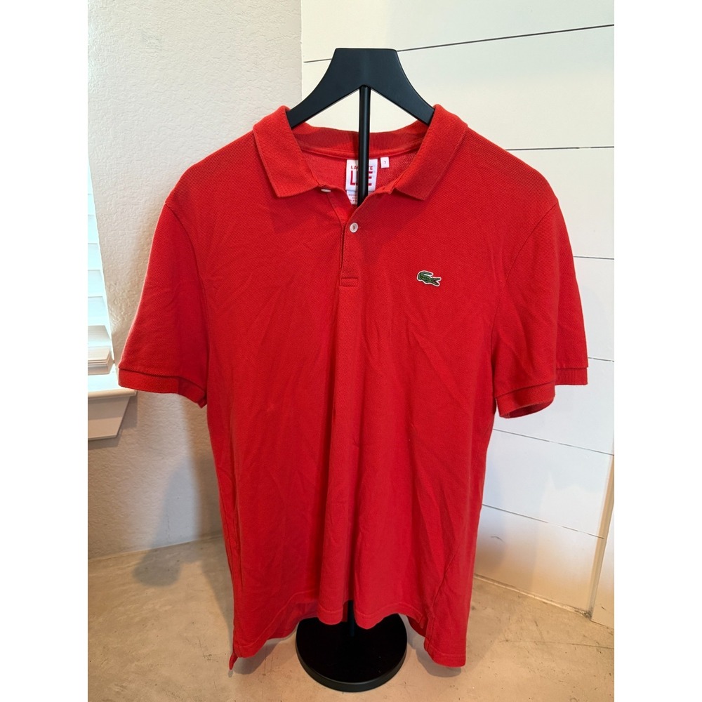 Lacoste L!VE Red Polo Shirt Size 7‎ XL – Classic Crocodile Logo 100% Cotton